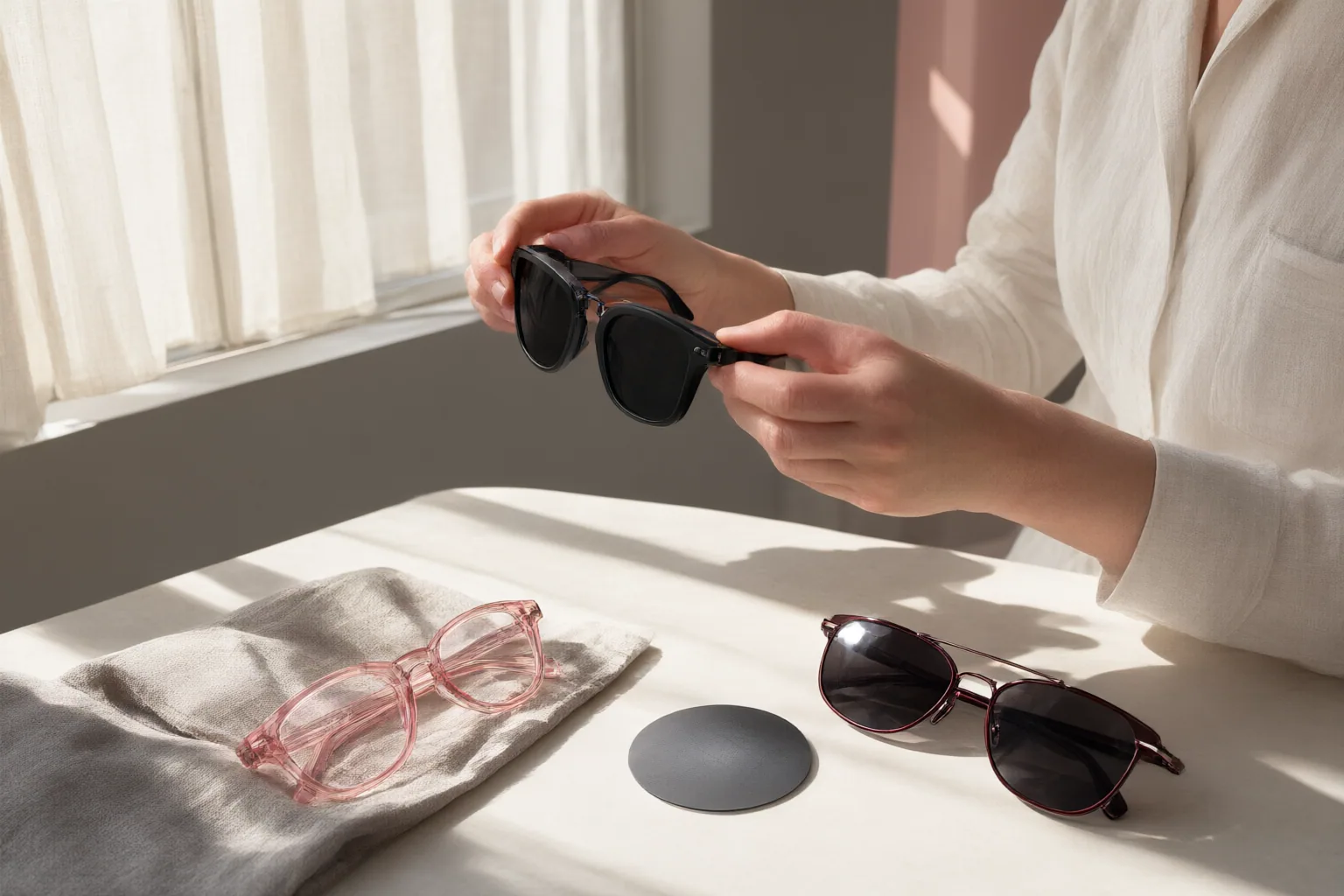 Editorial scene showing practical next steps for How to Choose Everyday Sunglasses: UV Label, Coverage, Materials, Fit, and Polarization