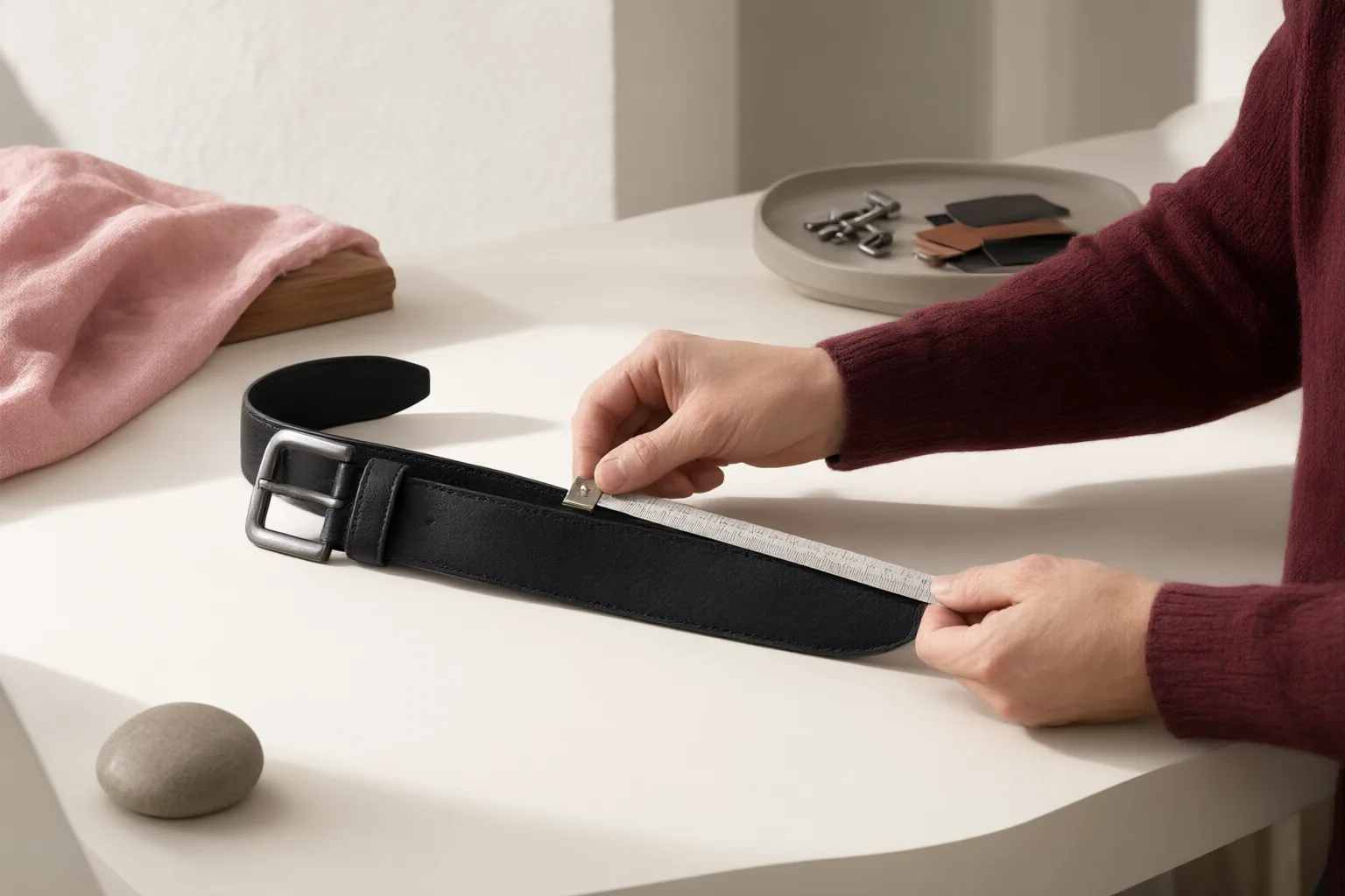 Editorial scene showing practical next steps for How to Choose the Right Belt Size: Three Ways to Measure and Check Brand Charts