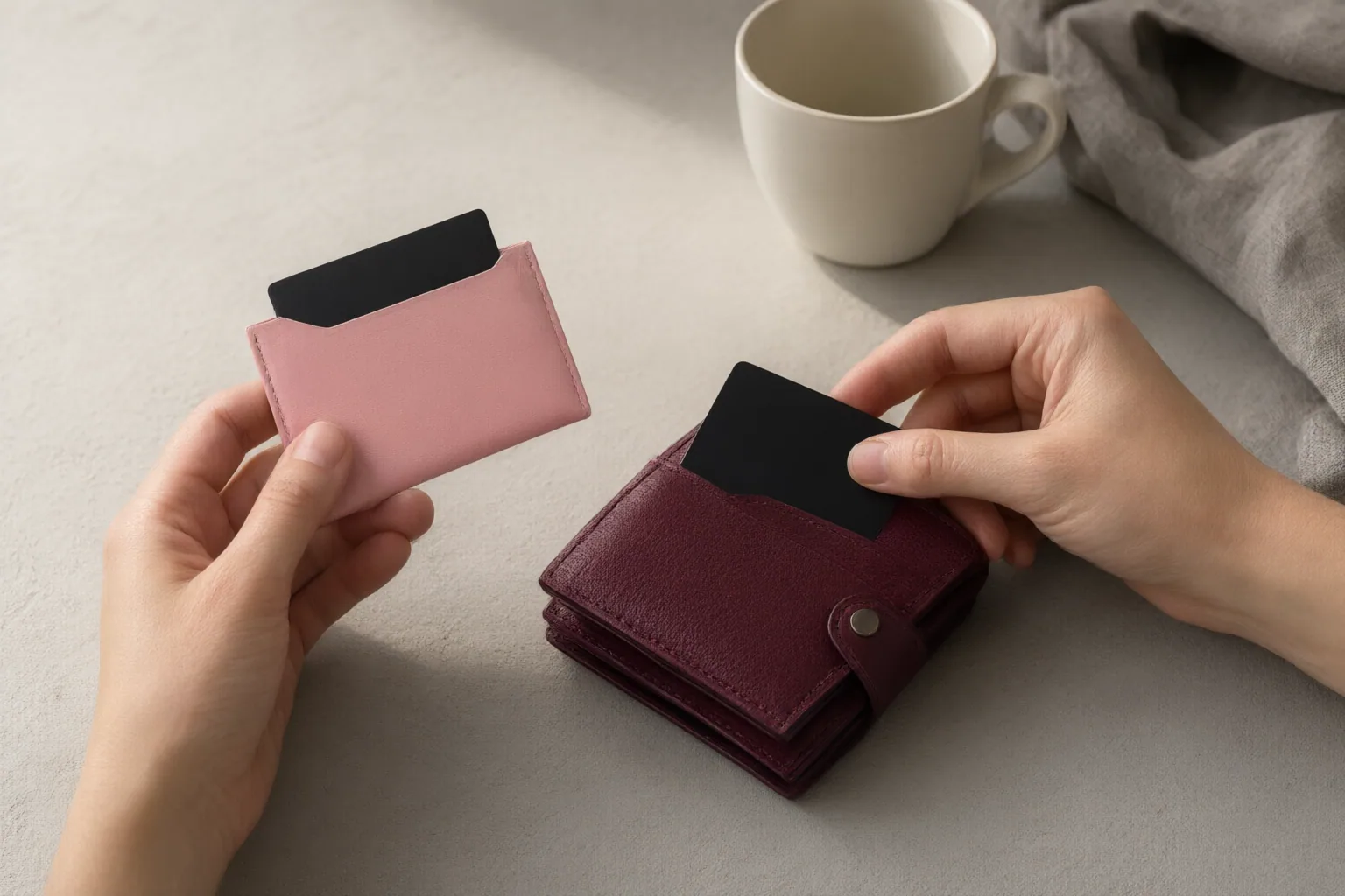 Editorial scene showing practical next steps for Cardholder vs. Compact Wallet: How to Choose for Capacity, Pocket Fit, Access, and Security