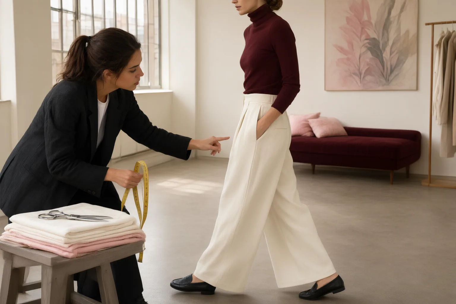 Editorial scene showing practical next steps for How to Assess Pleated Trousers for Pulling, Pocket Flare, Rise, and Drape