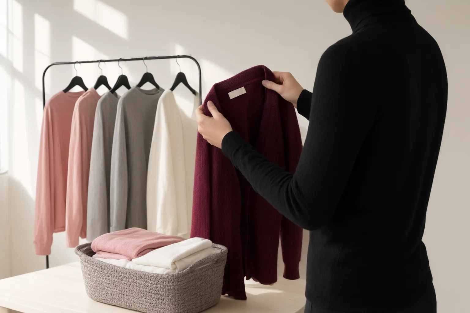 Editorial scene showing practical next steps for How to Check a Garment’s Care Needs Before Buying It: A Practical Label, Fabric, Washing, and Drying Checklist