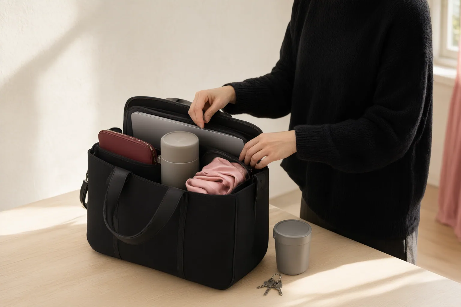 Editorial scene showing practical next steps for How to Choose a Tote Bag for a Laptop, Lunch, and Daily Essentials