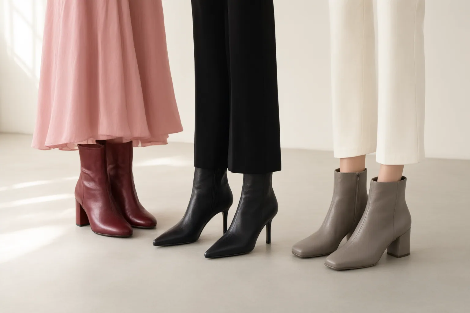 Original editorial hero image for How to Choose Ankle Boots for Dresses, Straight-Leg Pants, and Cropped Trousers