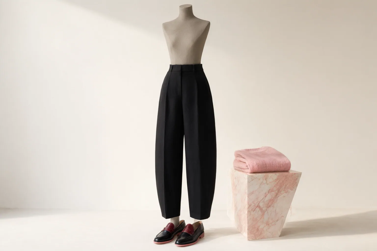 Original editorial hero image for How to Choose Barrel-Leg Trousers for Your Height and Preferred Shoes