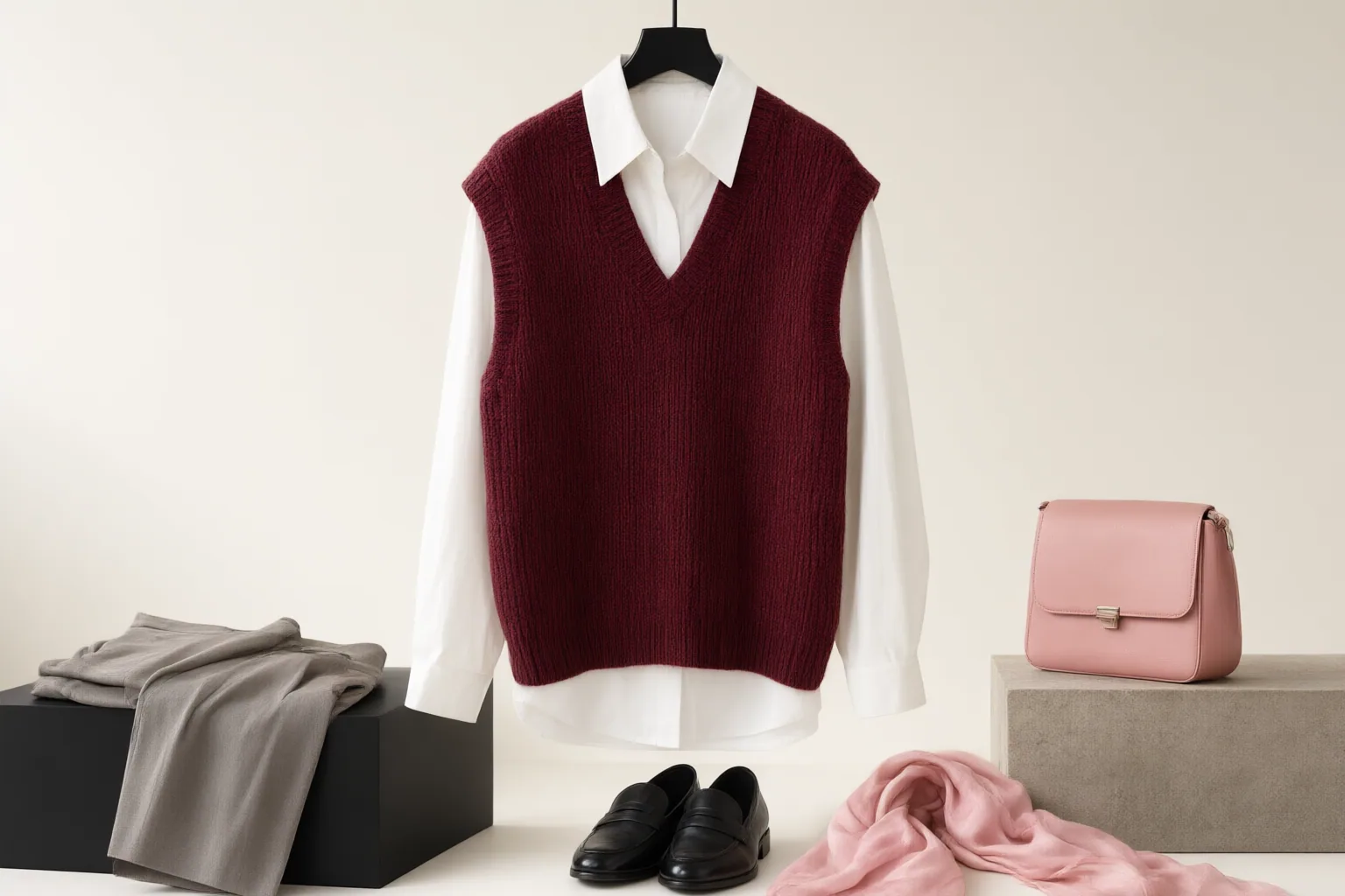 Original editorial hero image for How to Layer a Sweater Vest Over Shirts and Dresses