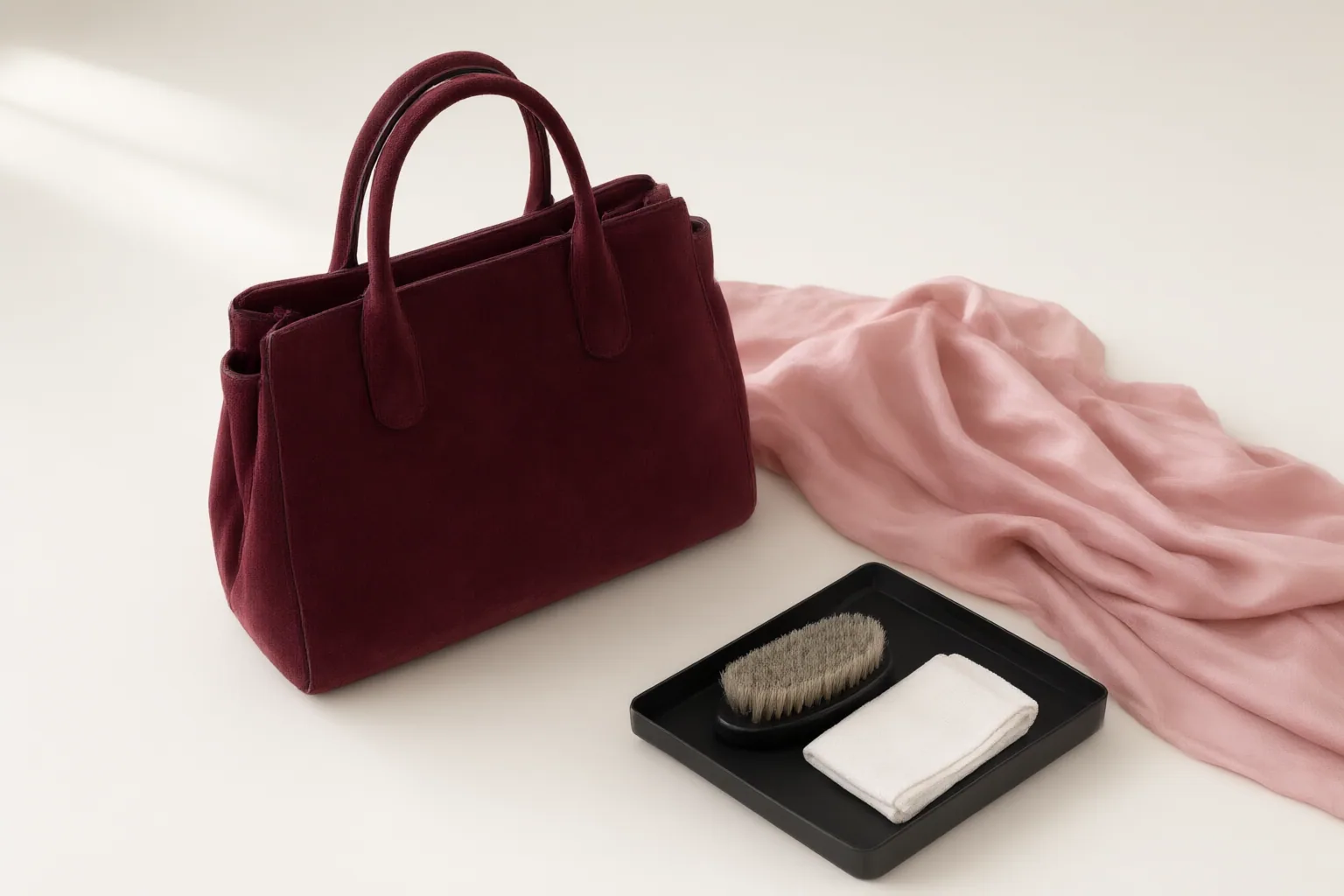Original editorial hero image for What to Check When Choosing a Suede Bag: Weight, Color Transfer, Weather, and Care