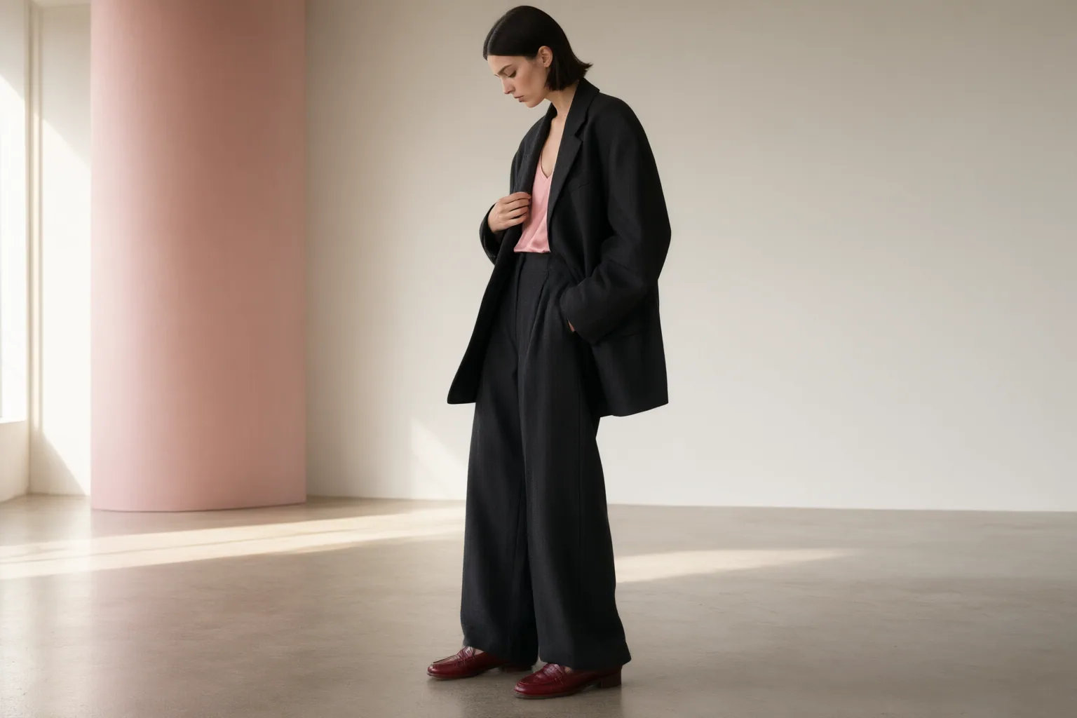 Editorial scene showing practical next steps for How to Adapt an Oversized-Suiting Look to Your Height, Shoulders, Workplace, and Shoes