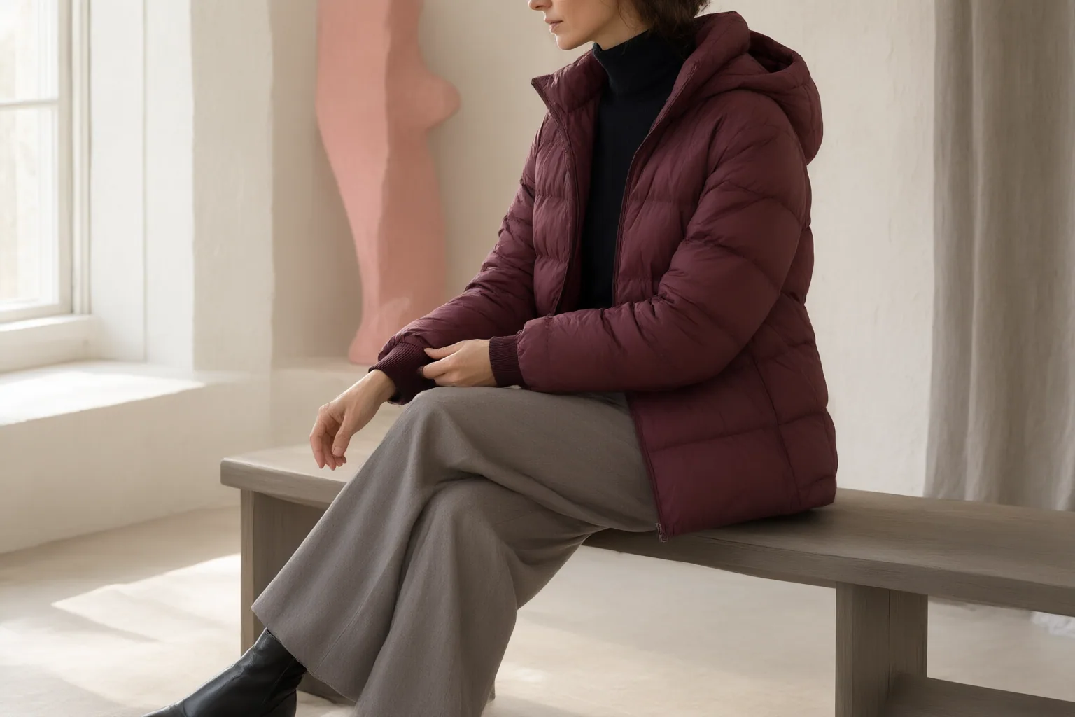 Editorial scene showing practical next steps for How to Choose a Puffer Jacket for Layering, Hood Visibility, Cuff Fit, and Seated Comfort