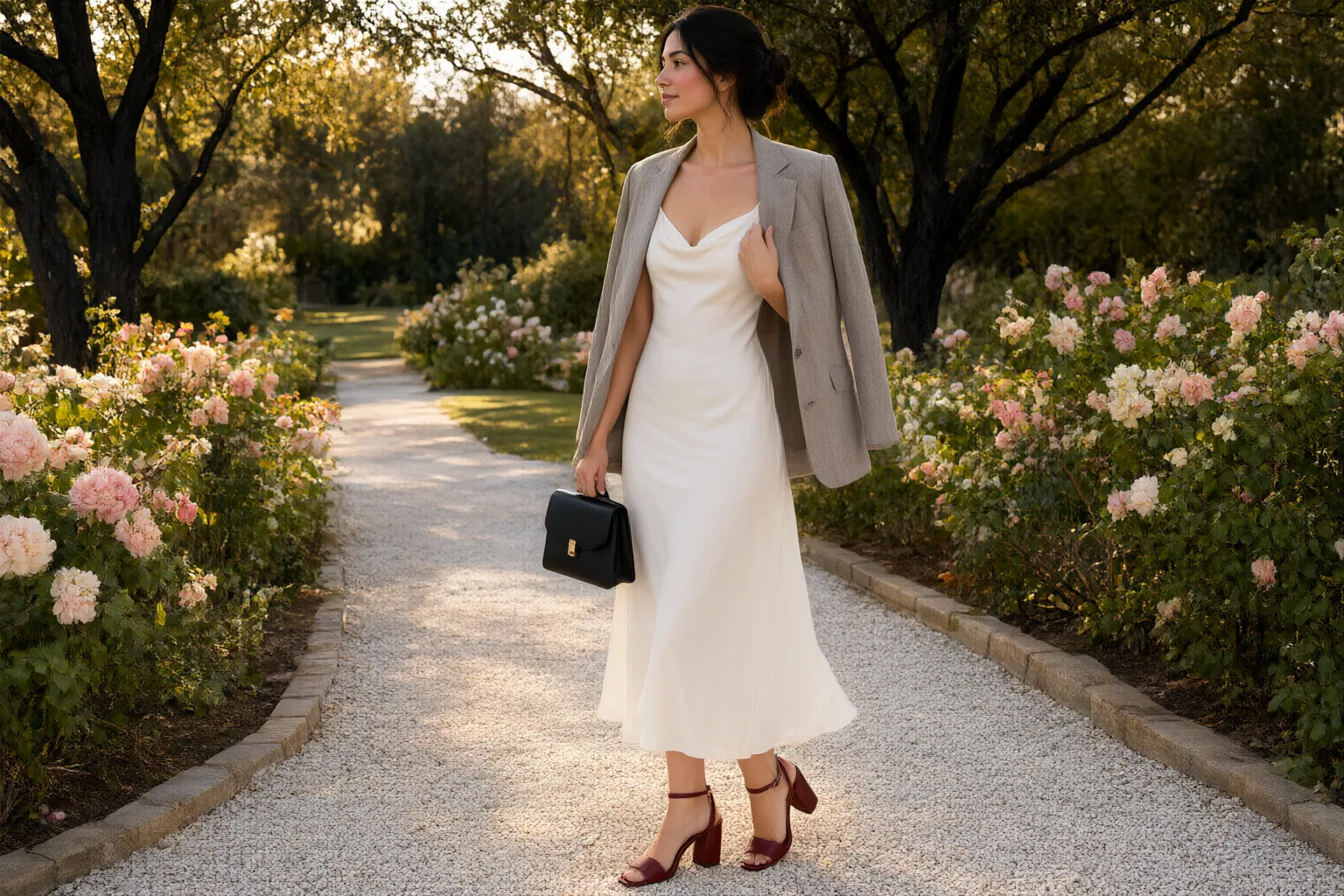 Original editorial hero image for How to Plan an Outdoor Wedding Guest Outfit for Weather, Terrain, and Dress Codes