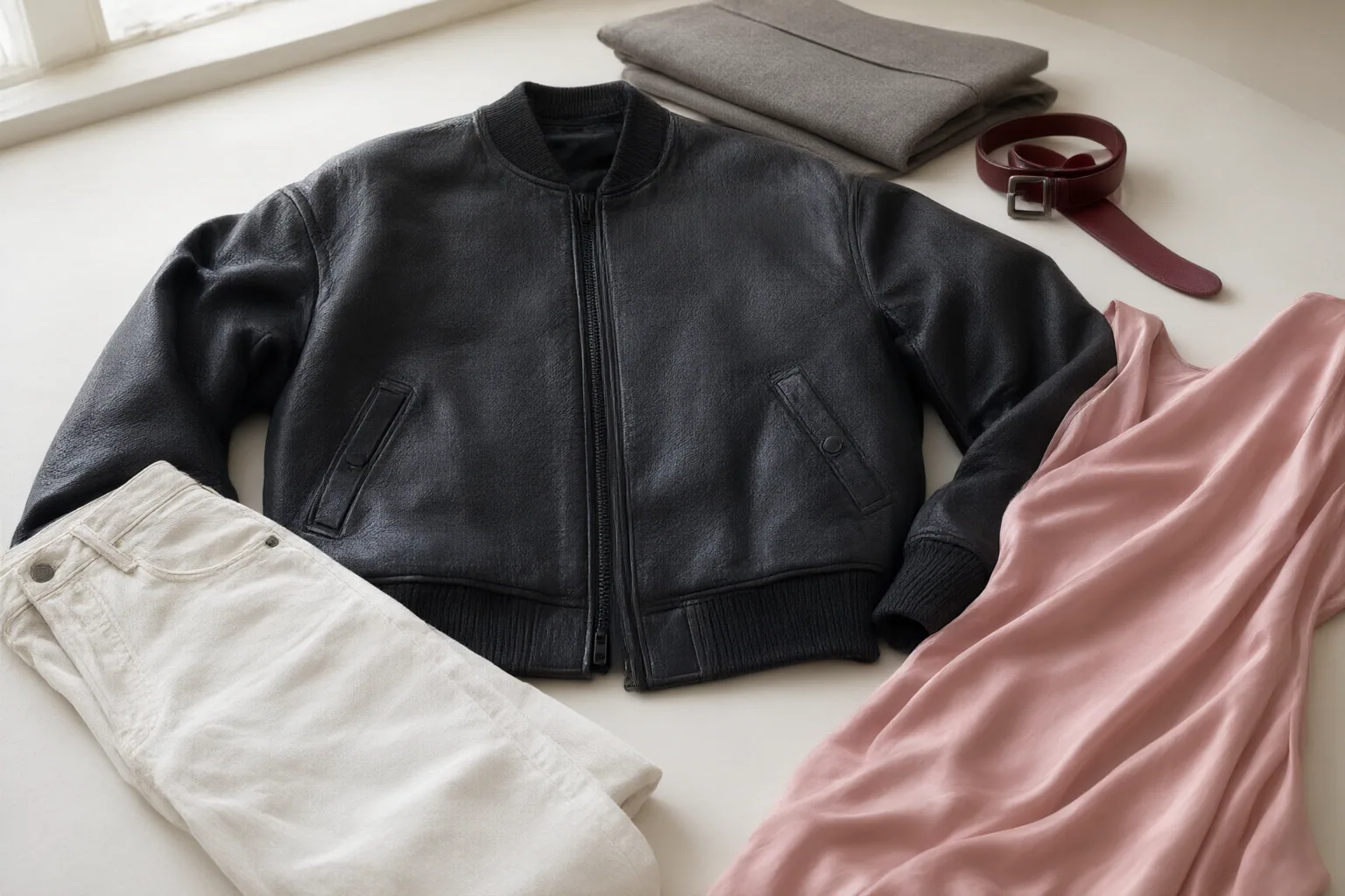 Editorial detail illustrating evidence and decision criteria for How to Style a Hailey Bieber-Inspired Leather Bomber With Trousers, Jeans, and Midi Dresses