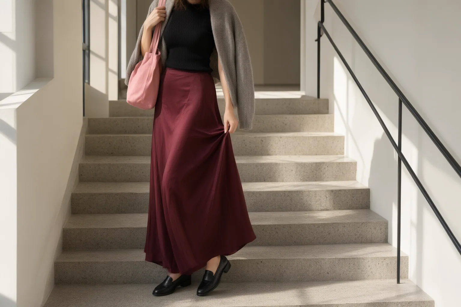 Editorial scene showing practical next steps for How to Style a Maxi Skirt for Walking, Stairs, Changing Temperatures, and Different Shoes