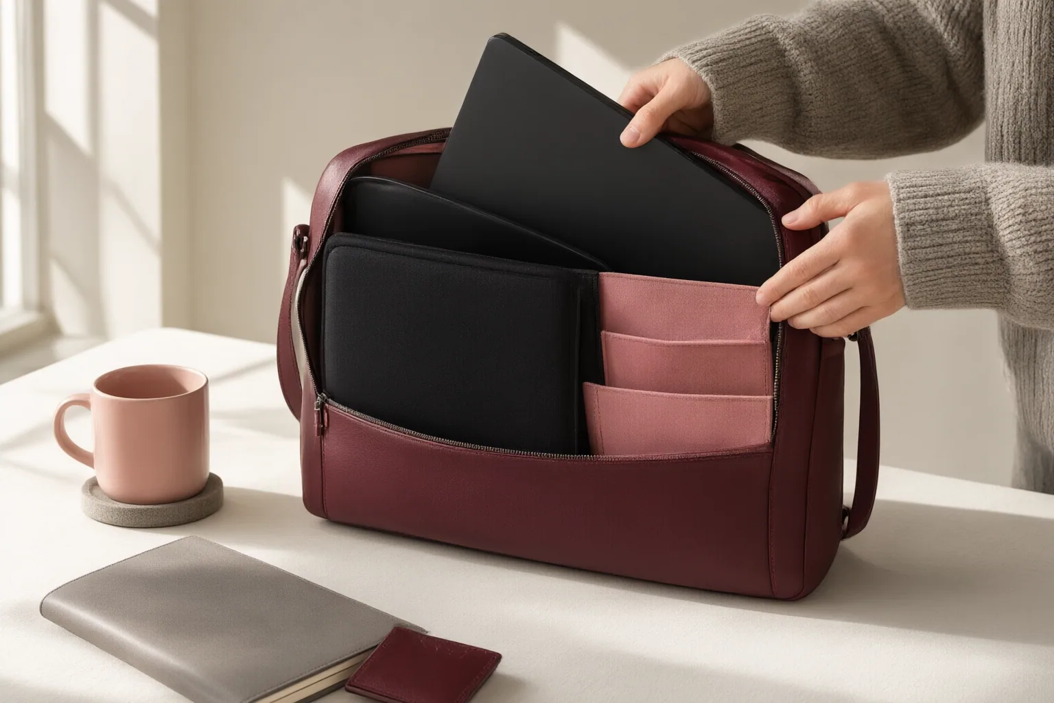 Editorial scene showing practical next steps for Ladies’ Work Bags With Compartments: How to Choose the Right Layout