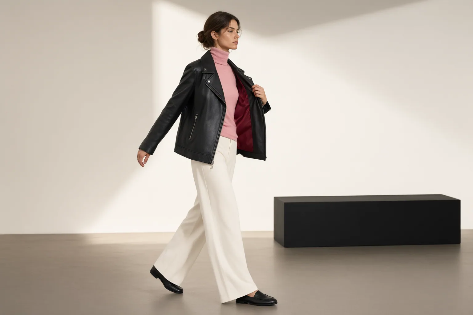 Editorial scene showing practical next steps for Leather Jacket Buying Guide: Check Mobility, Layering Room, Hardware, and Lining